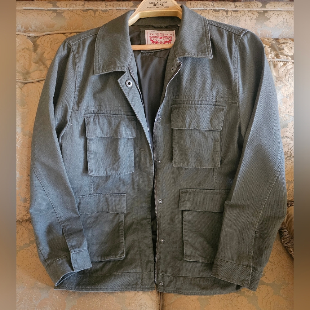 NWOT Levi Strauss & Company Women's Safari Denim Olive Green Utility Jacket - Picture 3 of 16